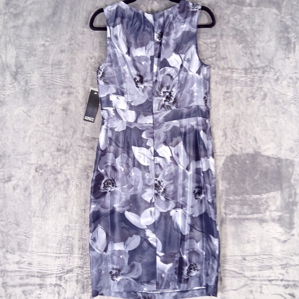 Adrianna Papell Dress Womens 10 Blue Floral Sheath Rosette Cocktail‎ Party NWOT - Picture 2 of 8